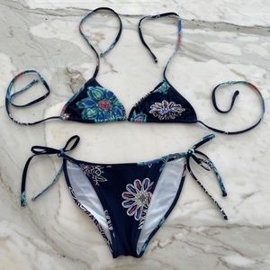 EMILIO PUCCI BLUE MULTI FLORAL BIKINI SIZE SIZE 42 / US 8